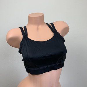 Victoria's Secret VSX Sport Black Silky Prism Shine Sports Bra Top M